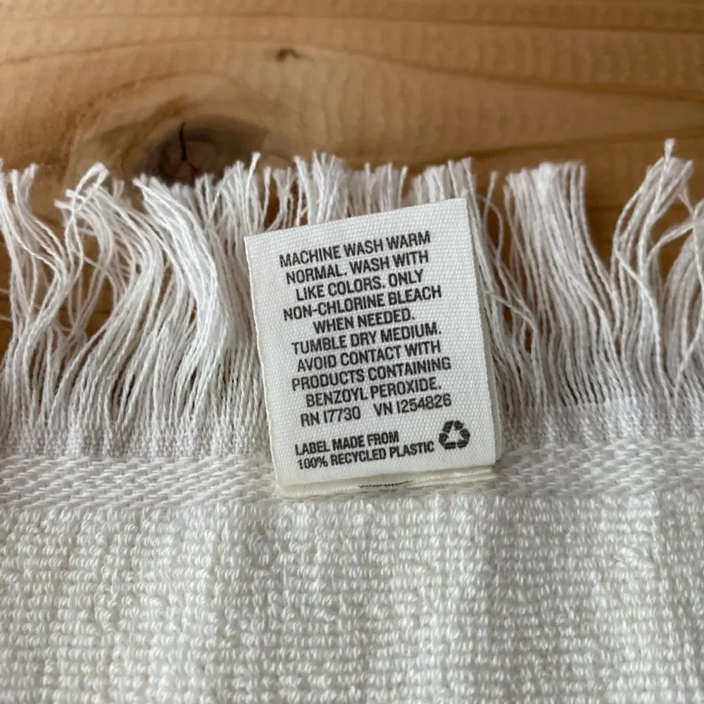 Hearth & Hand Mauve Striped Bath Towel With Fringed Edging